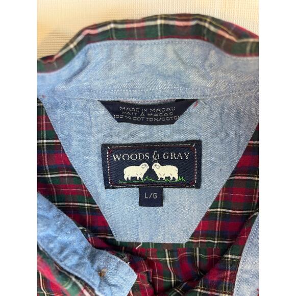 Woods & Gray Plaid Cotton Short-Sleeve Button Down - Size L - Picture 2 of 7